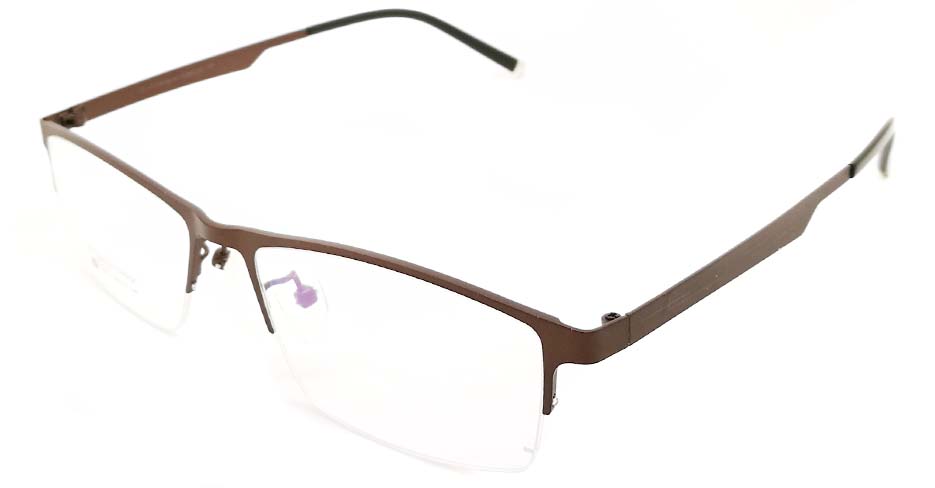 Brown oval  Titanium glasses frame JX-5512-C9