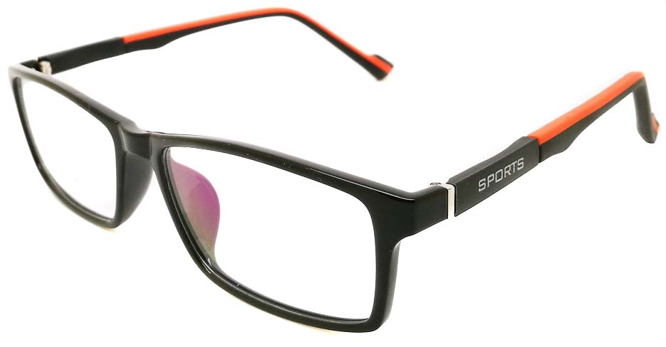 Black with Orange oval TR sports glasses frame JX-82023-C14
