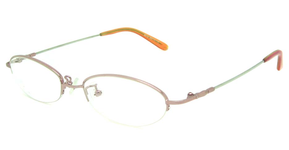 pink metal oval glasses frame JS-SH6014-C4
