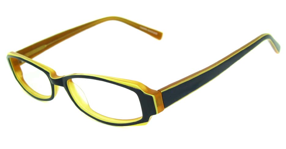 brown with black acetate rectangular glasses frame    HL-TOM4656-1013