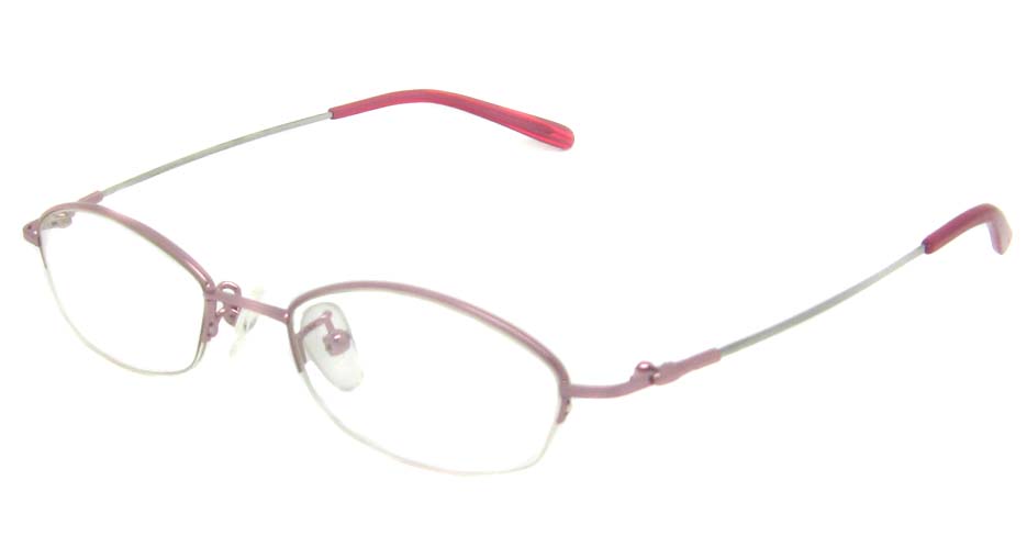 Pink metal oval glasses frame   JS-9920-F