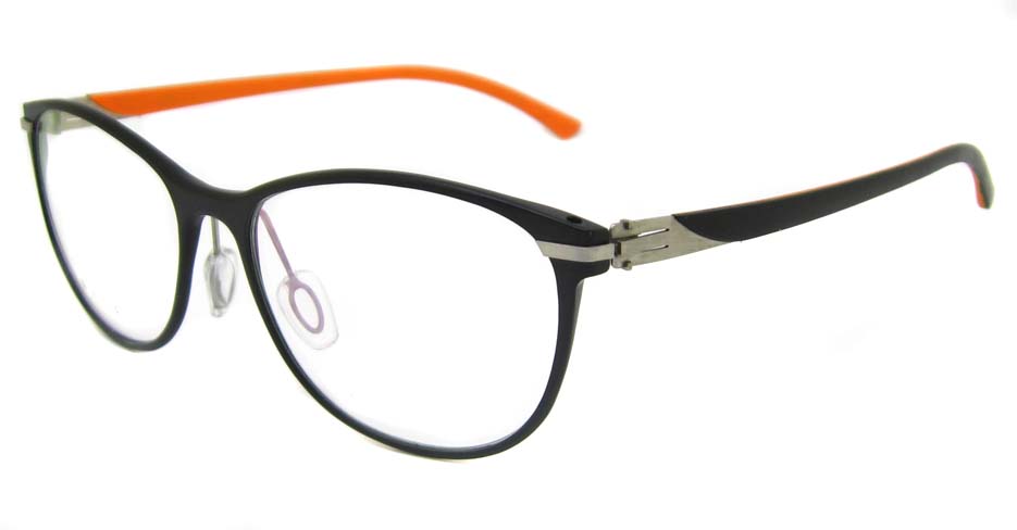 Al Ti  black with orange Oval glasses frame SM-GX195-C01-2
