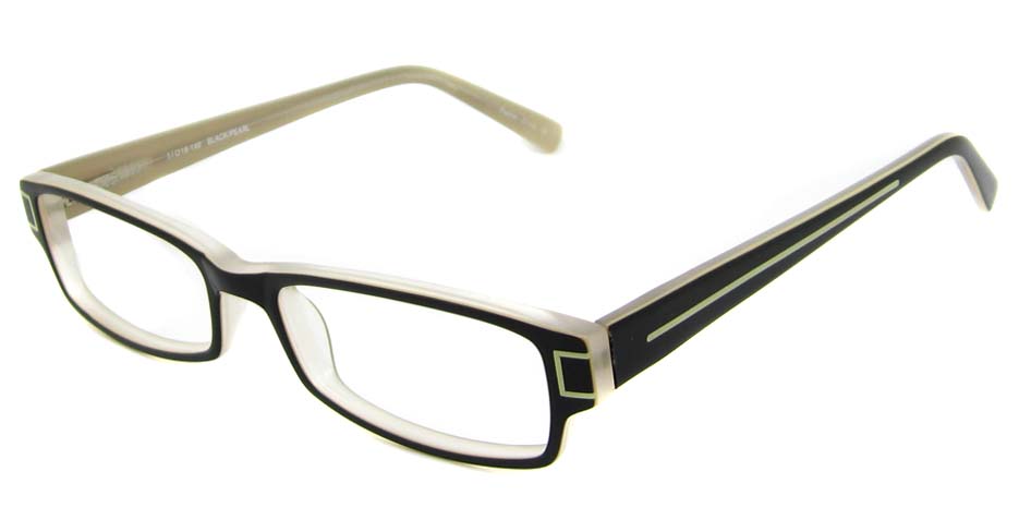 Black acetate rectangular glasses frame HL-PILLAR01-HS