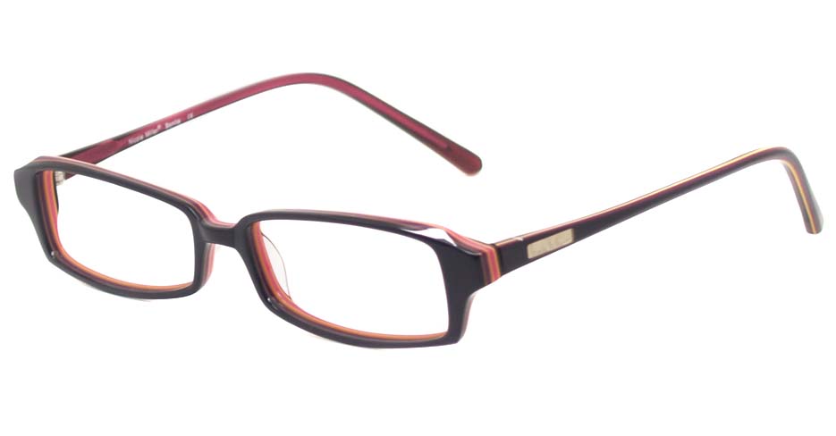 Black with red acetate rectangular glasses frame HL-Punul