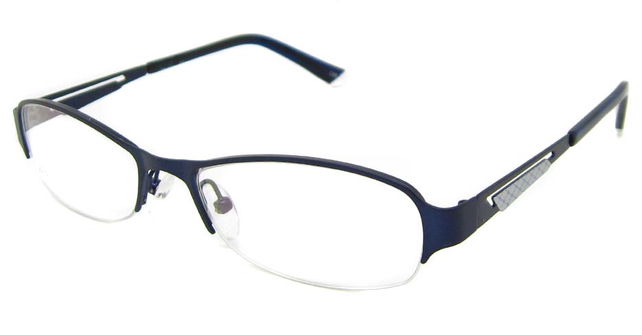 Blue metal oval glasses frame TD-CR2015-L