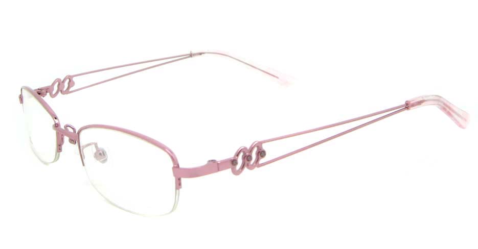Pink oval metal glasses frame WKY-KM5528-F