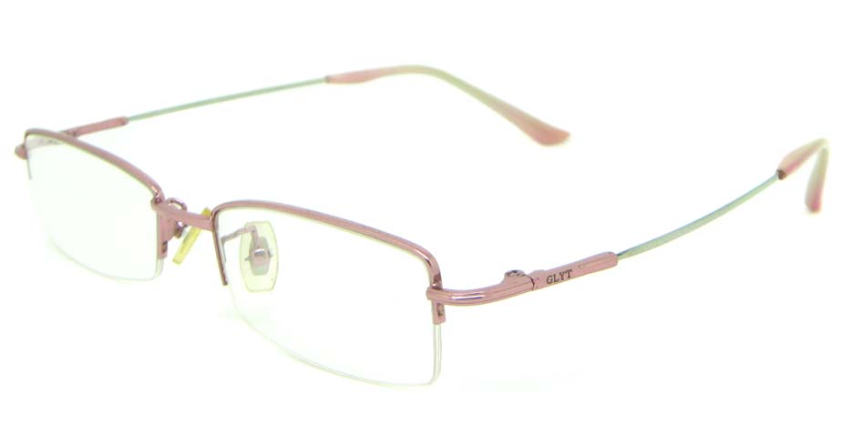 Pink metal oval glasses frame JS-SML9930-F