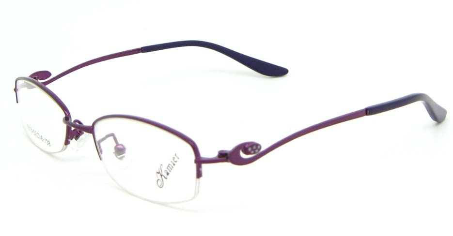 Purple metal oval glasses frame WKY-KM5515-Z