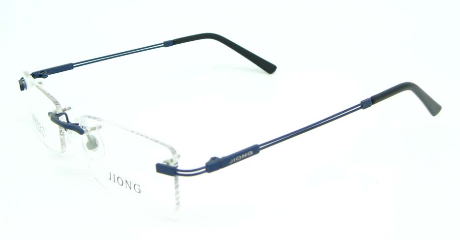 Rimless blue rectangle metal glasses frame JNY-JIONG1105-L