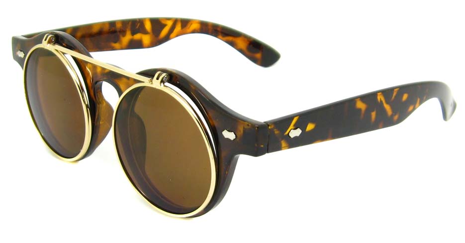 Tortoise blend retro round    sunglasses   YM-OF1849-GWS