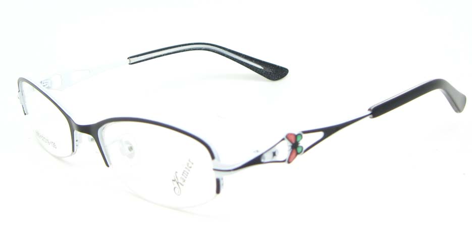 black metal oval glasses frame WKY-KM8882-HS