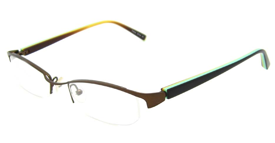 black with brown oval blend glasses frame HL-SIL129601-ZS