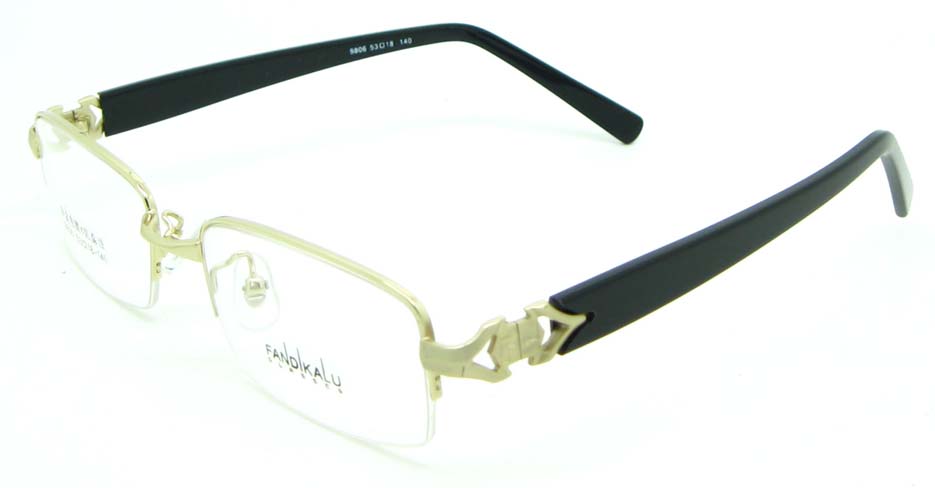black with gold blend Rectangular glasses frame JNY-FKL9806-J