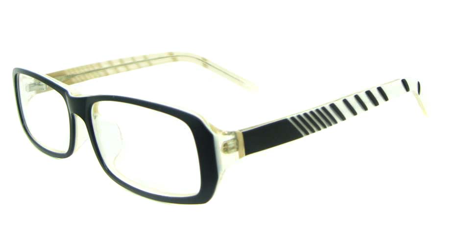 black with khaiki and white plastic rectangular glasses frame YL-JB8318-C542