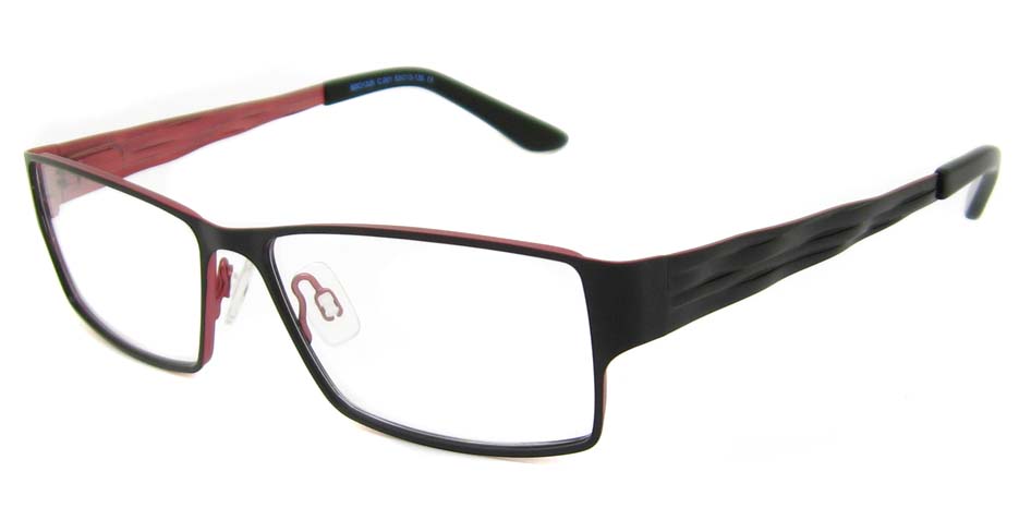 black with red blend rectangular  glasses frame HD-BBO1326-C001