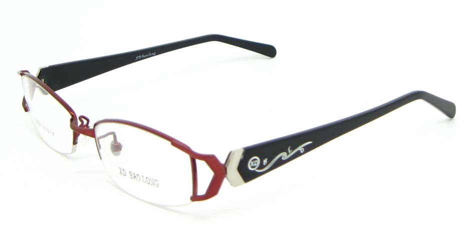 black with red blend rectangular glasses frame WKY-XDBL6867-H