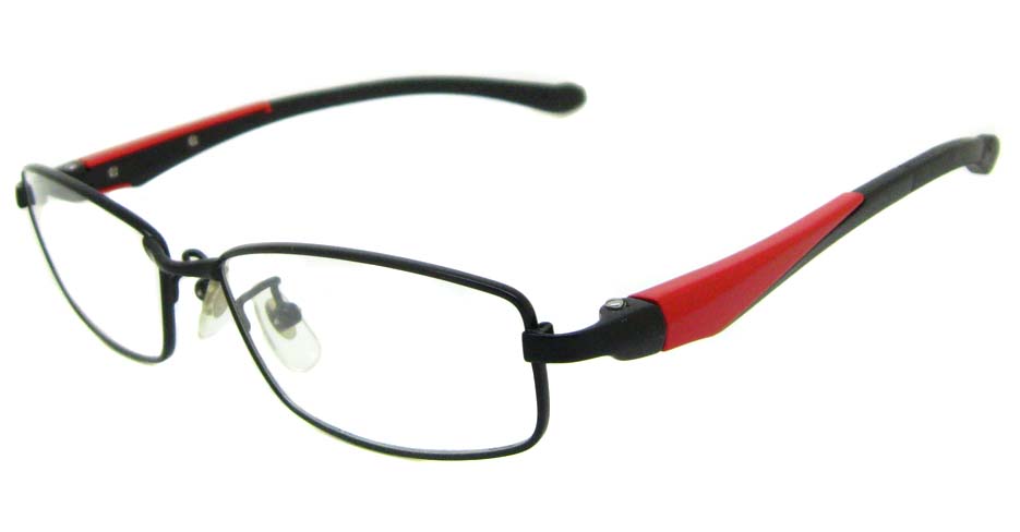 black with red metal and T&R blend sports oval glasses frame LT-G026JA-C1