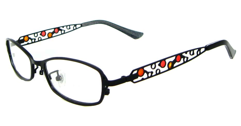 black with red metal oval  glasses frame  WKY-KM8881-HS