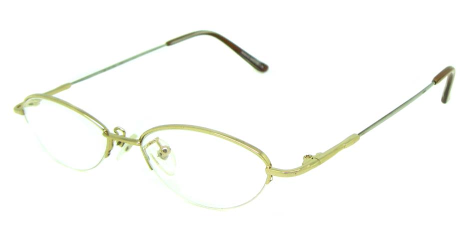gold metal oval glasses frame JS-LJS9915-J