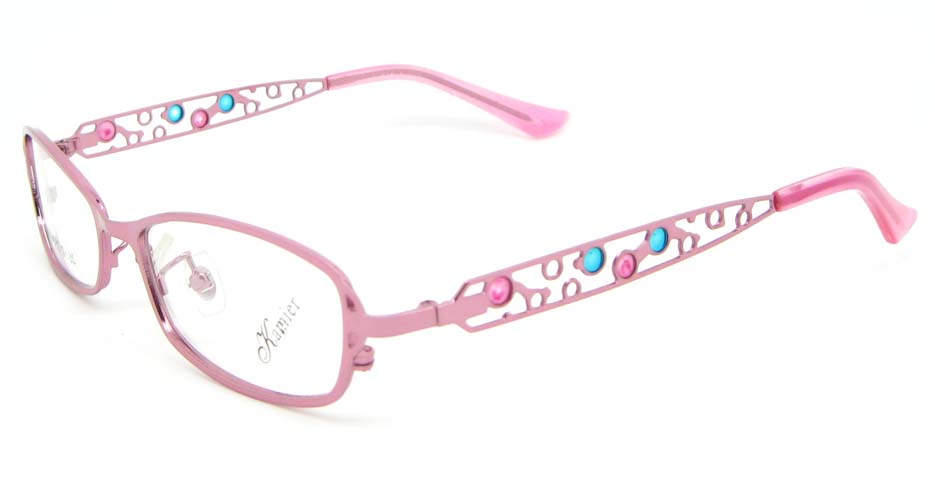 pink metal oval glasses frame WKY-KM8881-F