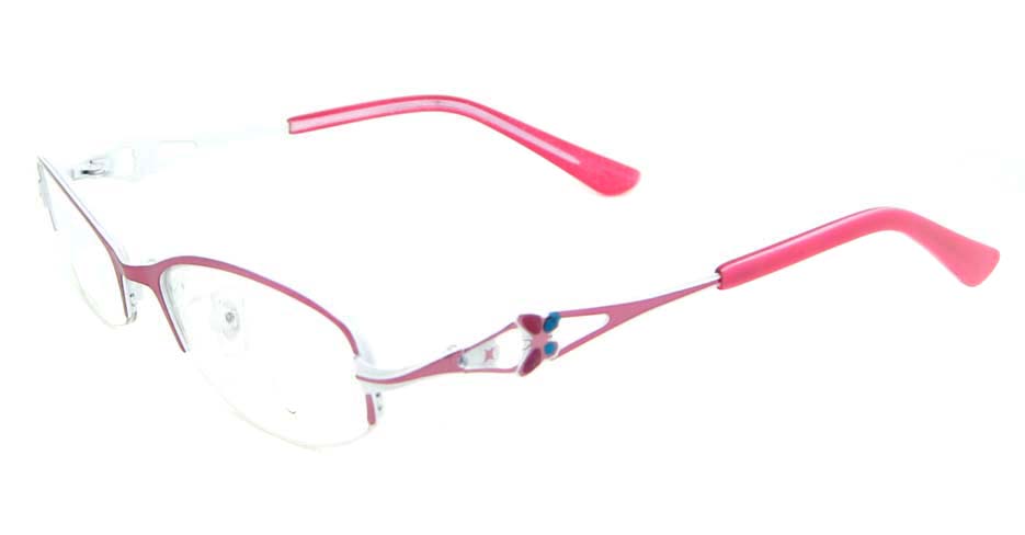 pink metal oval glasses frame WKY-KM8882-F
