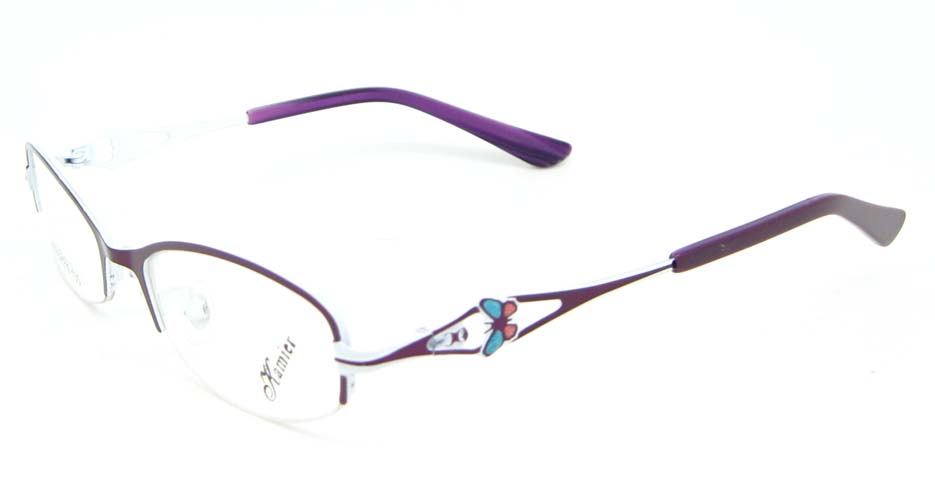 purple metal oval glasses frame WKY-KM8882-Z
